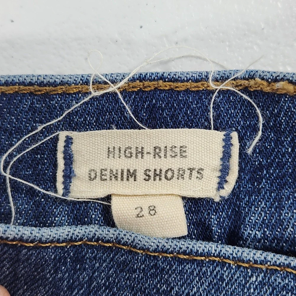 Madewell‎ High-Rise Denim Shorts Blue Raw Hem Size 28 Whiskered Summer Casual